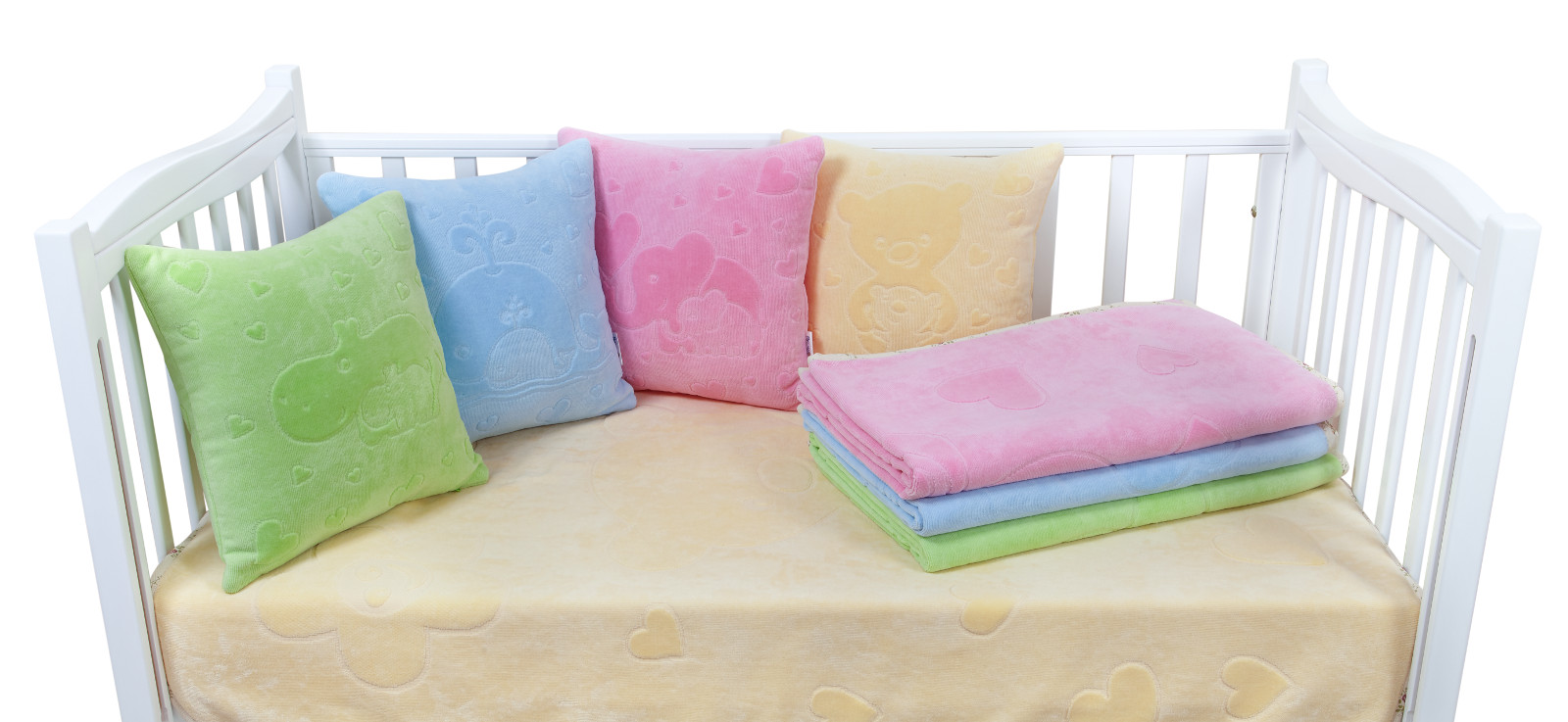 Blankets and pillows collection of cotton velour